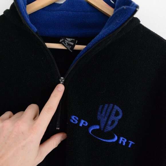 VTG '97 Warner Brothers Studio Store Navy Blue Wb Sport Half Sip Fleece Sweater - Picture 13 of 13